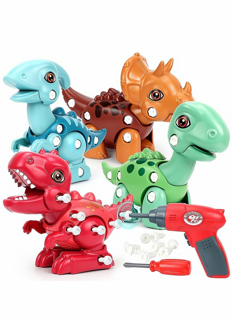 Kids Toys Stem Dinosaur Toy, Dinosaur Toys for 3-5 Year Old Boys, Take Apart Dinosaur Toys for Kids with Electric Drill, Learning Educational Building construction Sets with Electric Drill