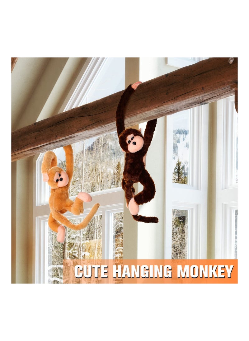 4 Packs Stuffed Monkey Hanging Monkey Stuffed Animal Monkey Plush Toy with Hook and Loop Fasteners Hands Large Stuffed Animal, Monkey Hanging 23 Inch for Adults Gifts Decors