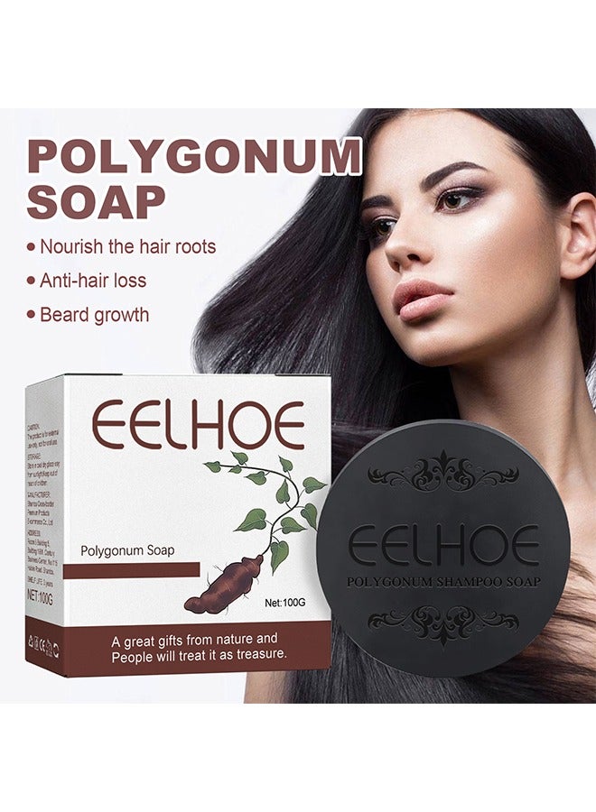 Polygonum Soap - Black and Thick Hair Polygonum Soap Bar, He Shou Wu Shampoo Soap, Natural Polygonum Hair Soap, Promotes Hair Growth and Prevents Hair Loss100g