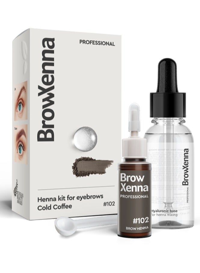 Brow Henna Kit with Hyaluronic Mixing Base Included | #102 Cold Coffee