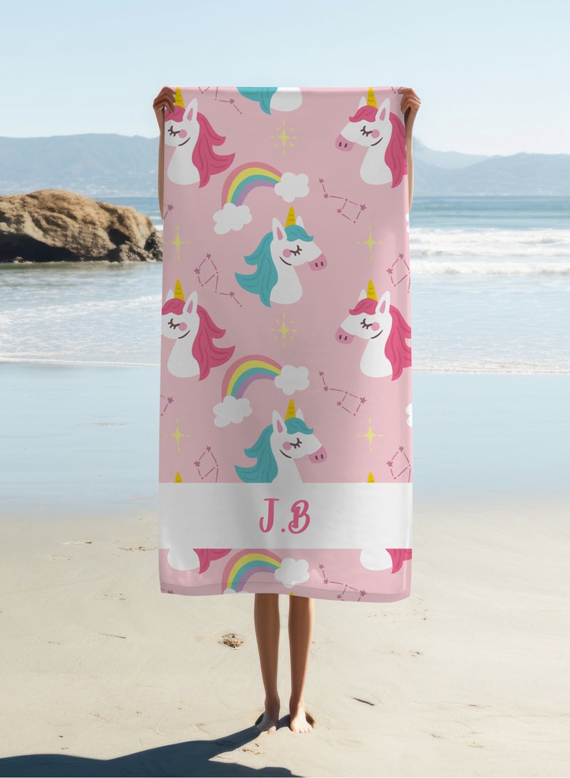 Personalised Unicorn Print Beach Towel (70x140cm)