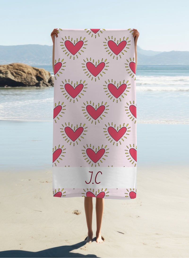 Personalised Beach Towel -Heart Beach Towel(70x140cm)