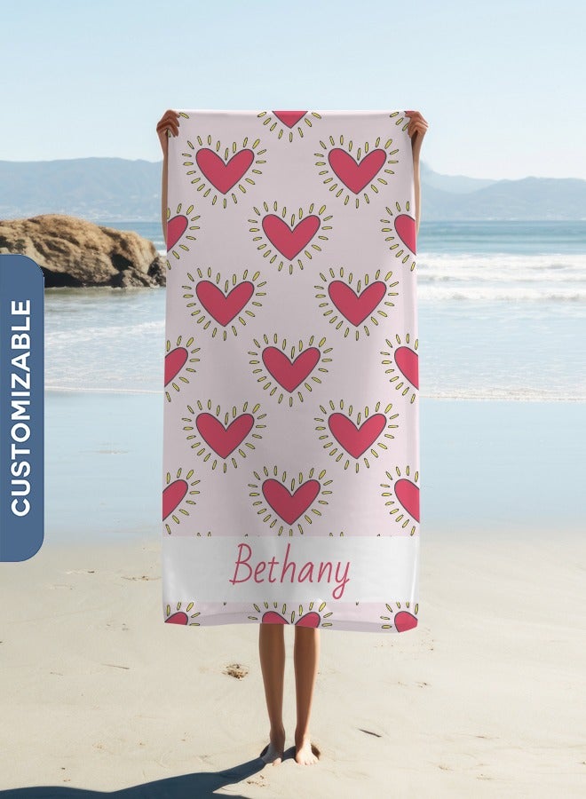 Personalised Beach Towel -Heart Beach Towel(70x140cm)