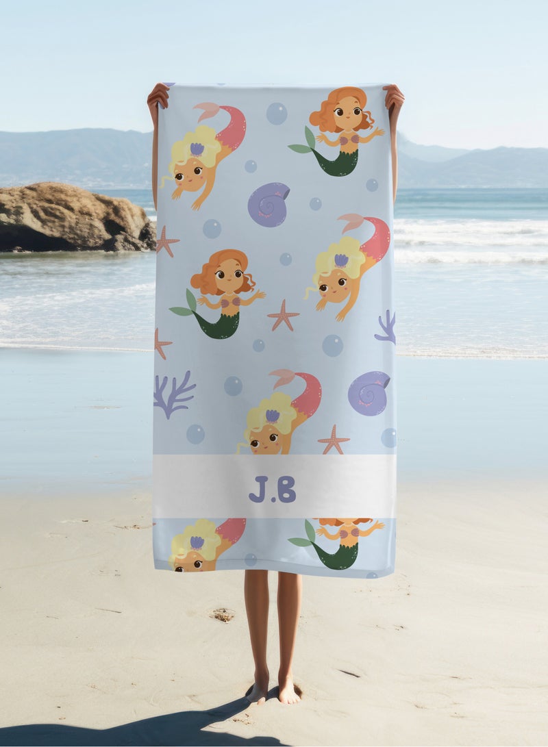 Personalised Beach Towel - Little Mermaid Design Towel (90x180cm)