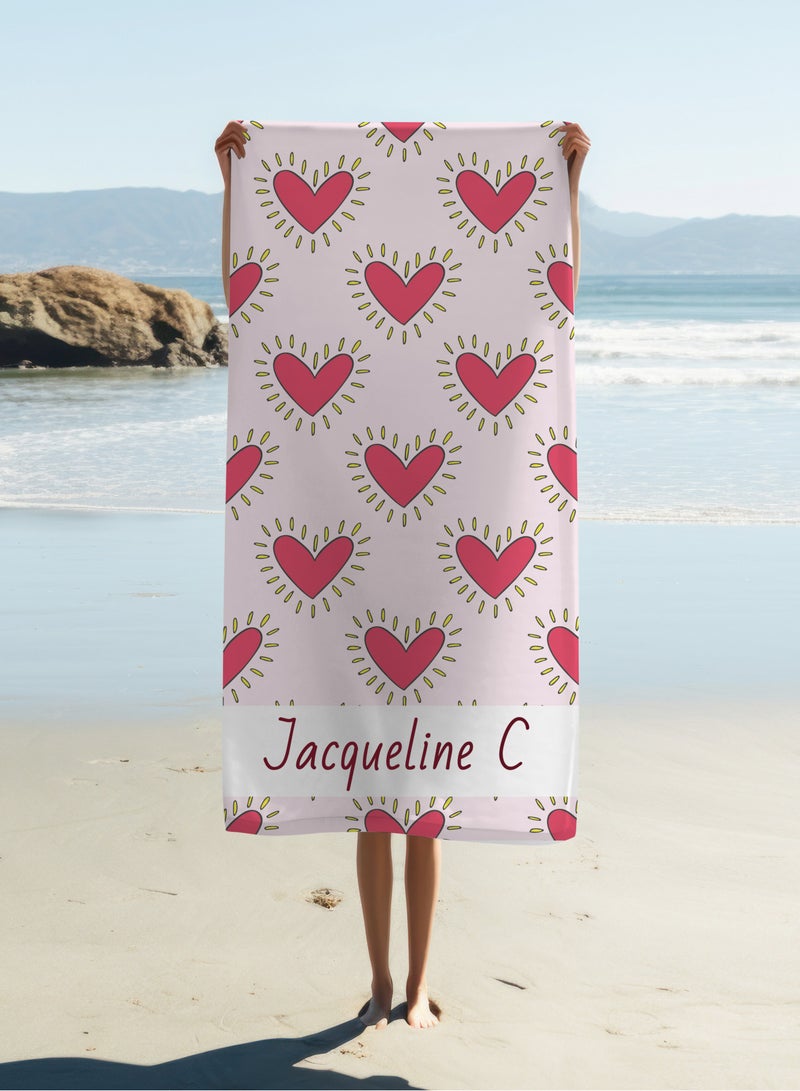 Personalised Beach Towel -Heart Beach Towel(90x180cm)