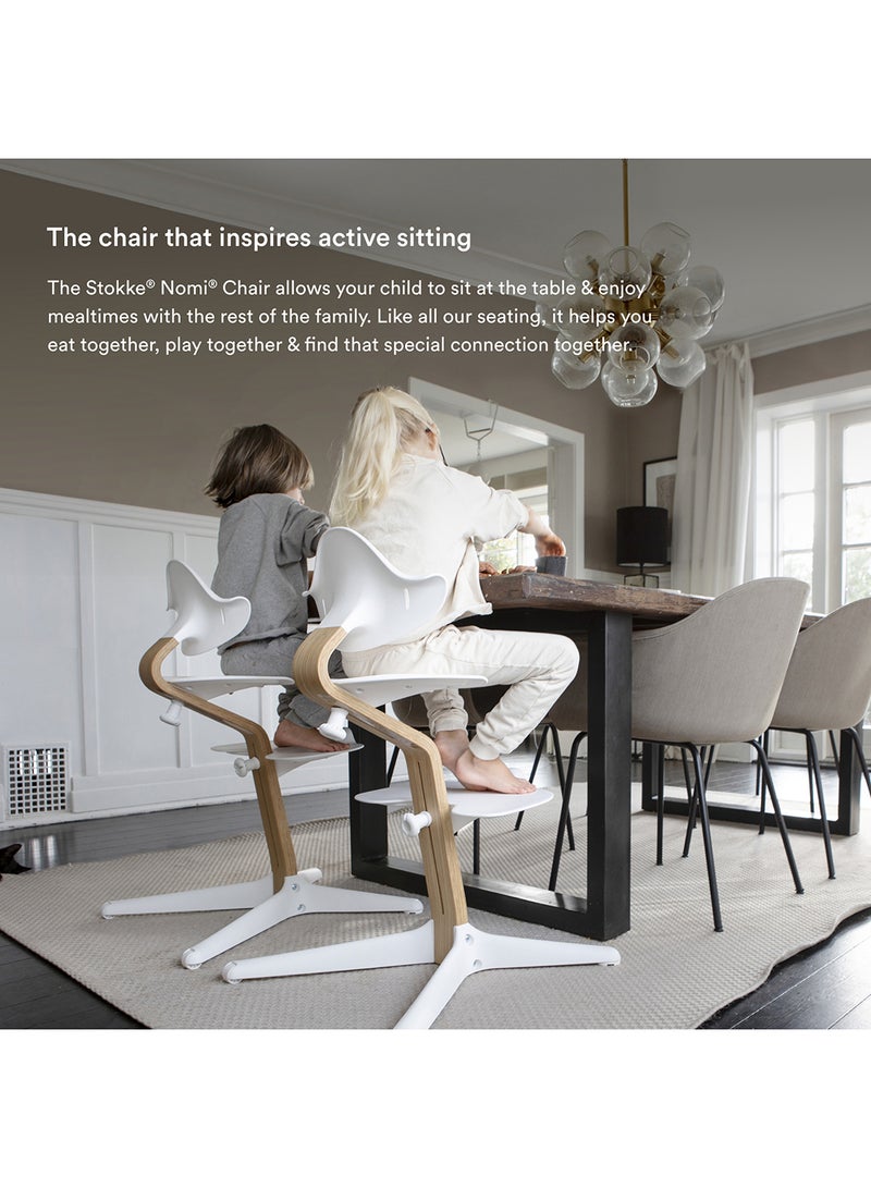 Nomi High Chair Inspires Active Sitting Tool - Free, Sea Ml Ess Adjust Ability Includes Stable Footrest And Anti - Tilt Wheels Holds Up To 150 Kgwhite