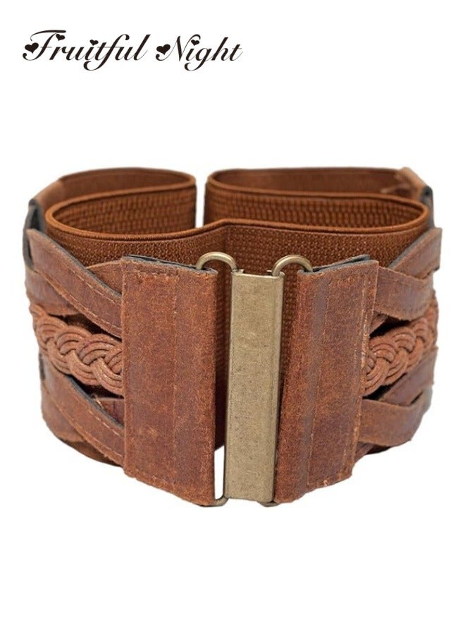 2 Pcs Wide Disc Belt for Women Boho Concho Leather Belts Vintage Western Waist Belt set