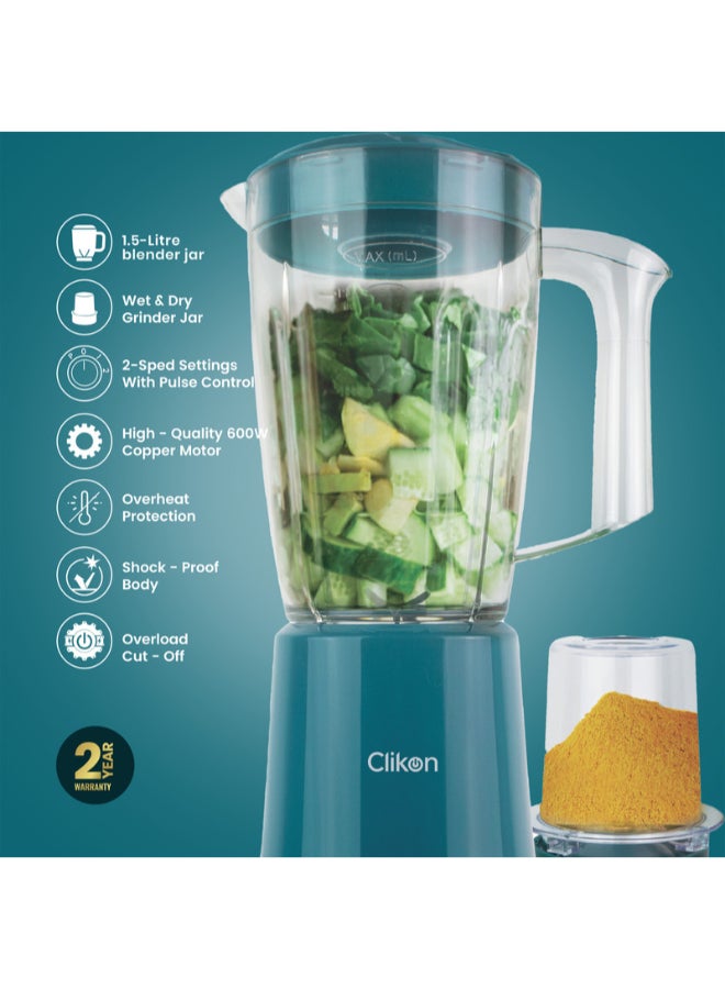 2-In-1 Juicer Blender Chopper Set 1.5 L 600 W CK2668 Green