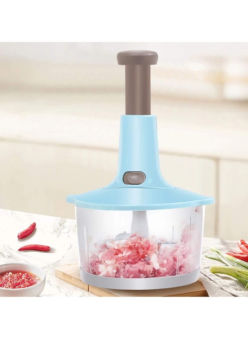 Manual Meat Grinder and Food Chopper - Press Type Vegetable Grinder, Meat Cutter, Egg Whisk, and Stirrer - Multifunction Kitchen Tool