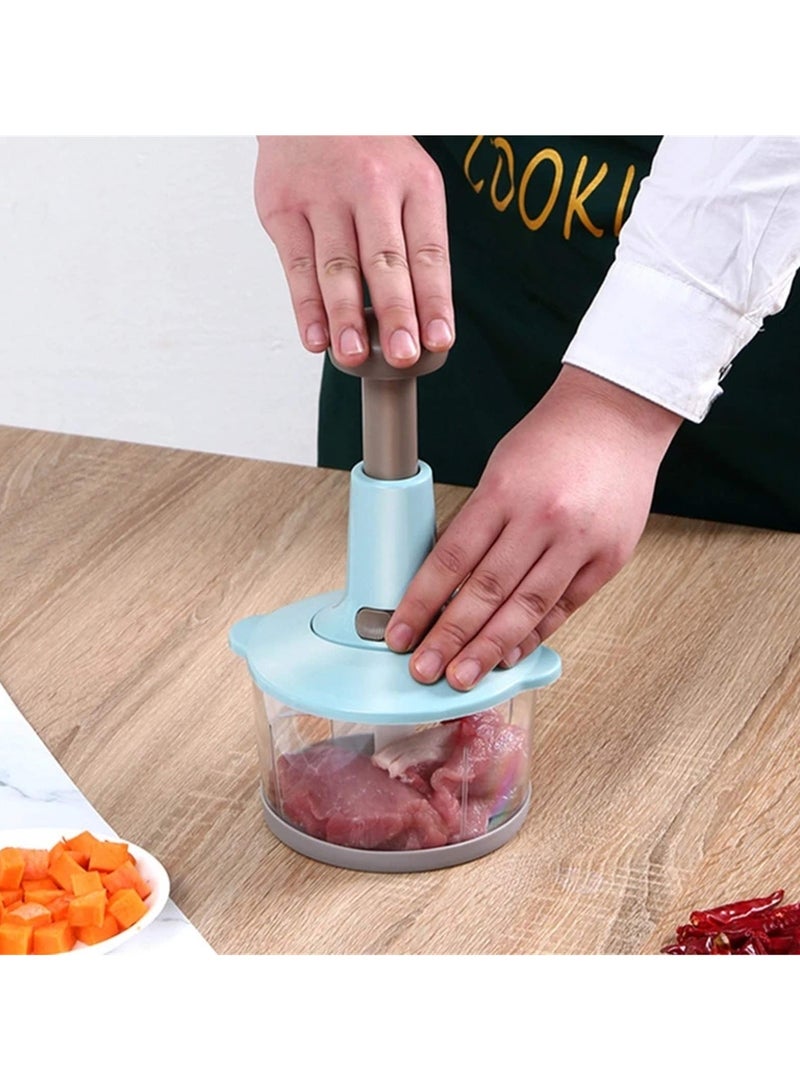 Manual Meat Grinder and Food Chopper - Press Type Vegetable Grinder, Meat Cutter, Egg Whisk, and Stirrer - Multifunction Kitchen Tool