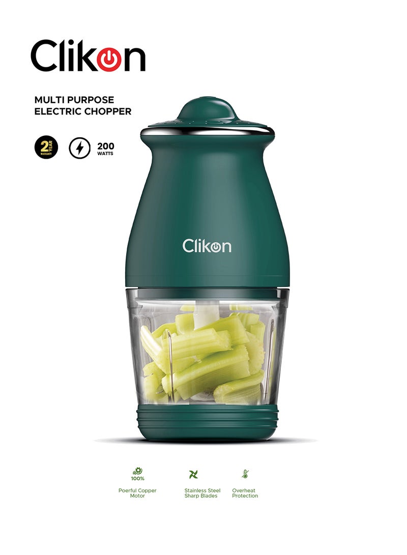 Powerful Electric Chopper With Glass Bowl For Vegetables And Meat 0.6 L 200 W CK2679 Green