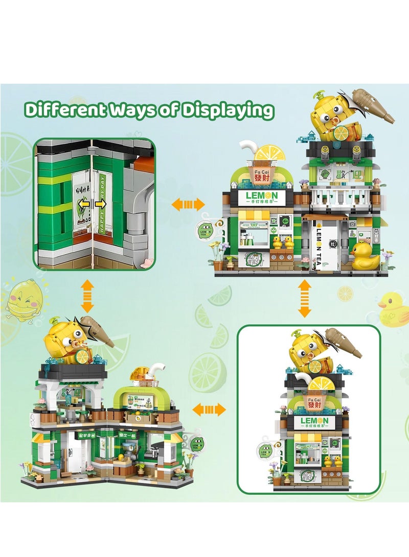 Building Blocks Toys, Japanese Street View Lemon Tea Shop Toy, MOC Construction Creative Japan Architecture Model, Architecture Construction Toy, 796 PCS Simulation Mini Bricks for Boy Girl