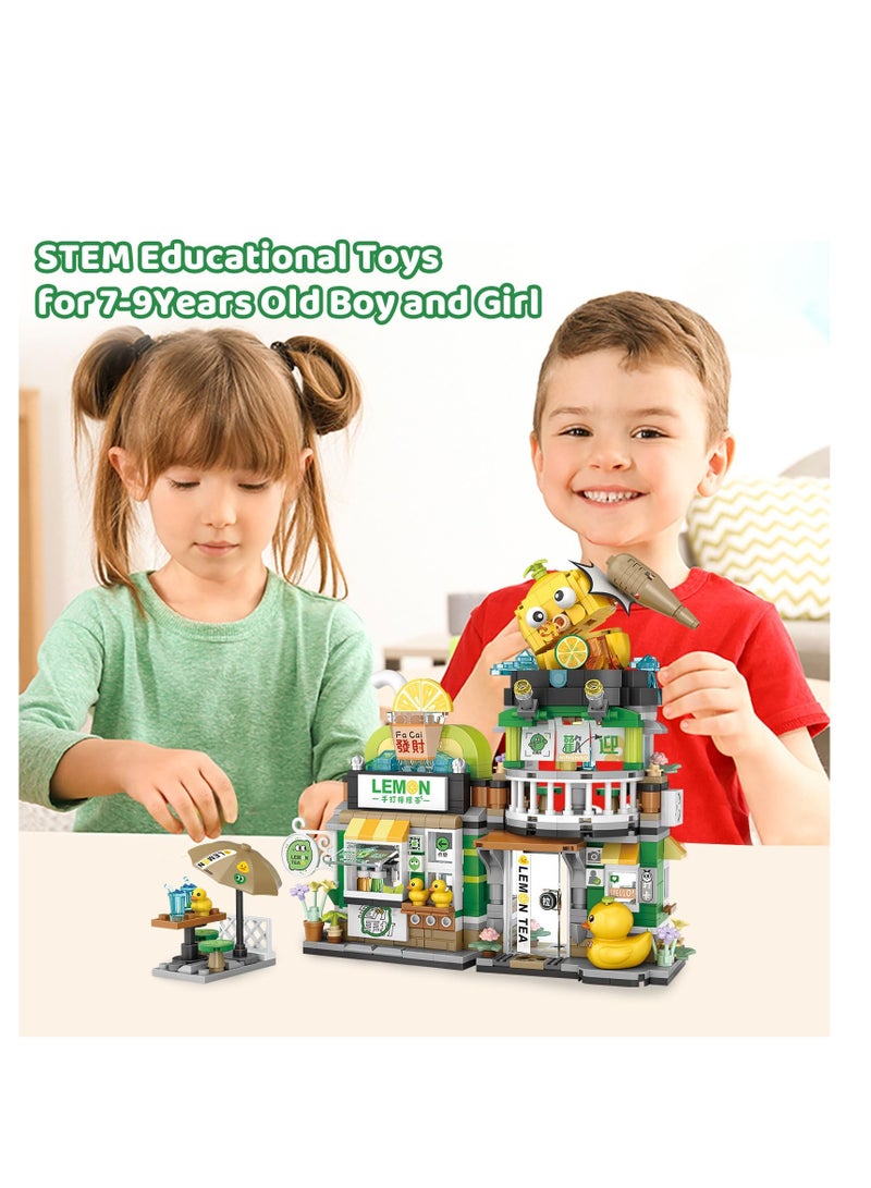 Building Blocks Toys, Japanese Street View Lemon Tea Shop Toy, MOC Construction Creative Japan Architecture Model, Architecture Construction Toy, 796 PCS Simulation Mini Bricks for Boy Girl