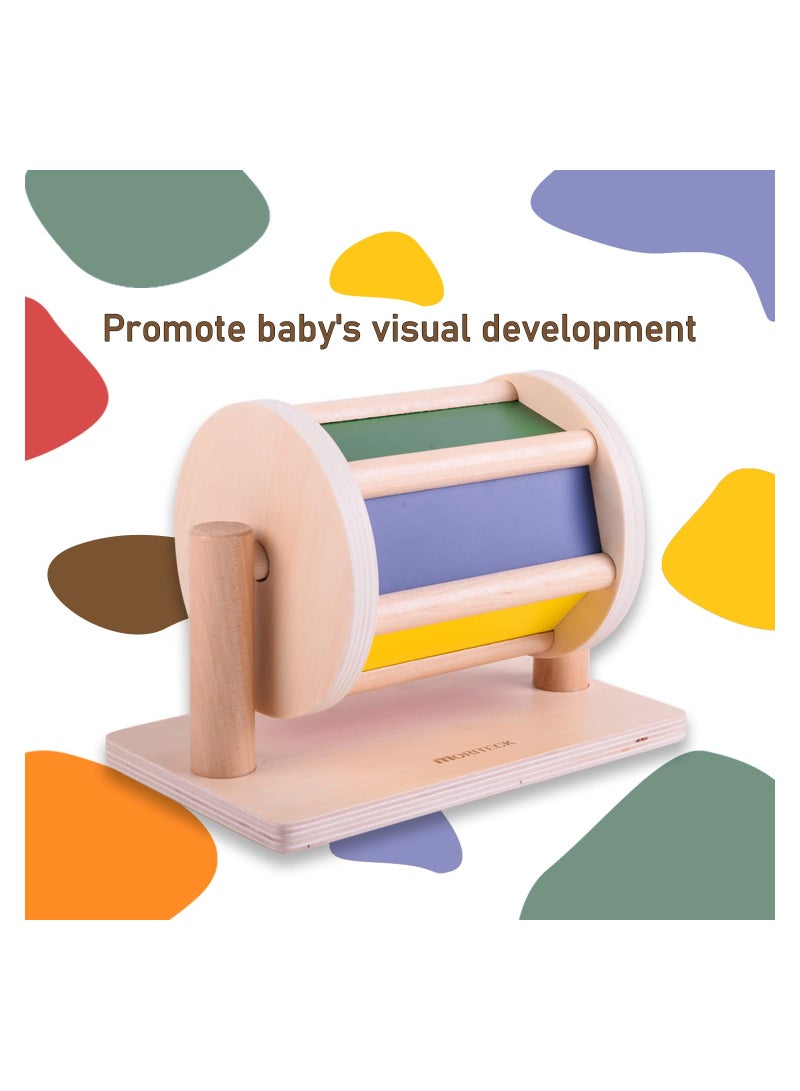 Montessori Spinning Drum Toy for 6 Month Baby Infant, Infant Developmental Wooden Toy Montessori-inspired Baby Toy Educational Spinning Drum Montessori Toy for Boy Girls Christmas Birthday Gift