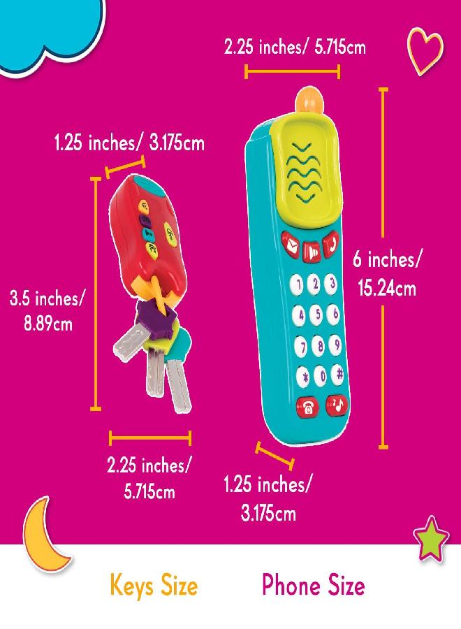 Battat Combo Set - Light & Sound Phone + Keys - Toddlers Ages 10-18 Months + (2 Piece)