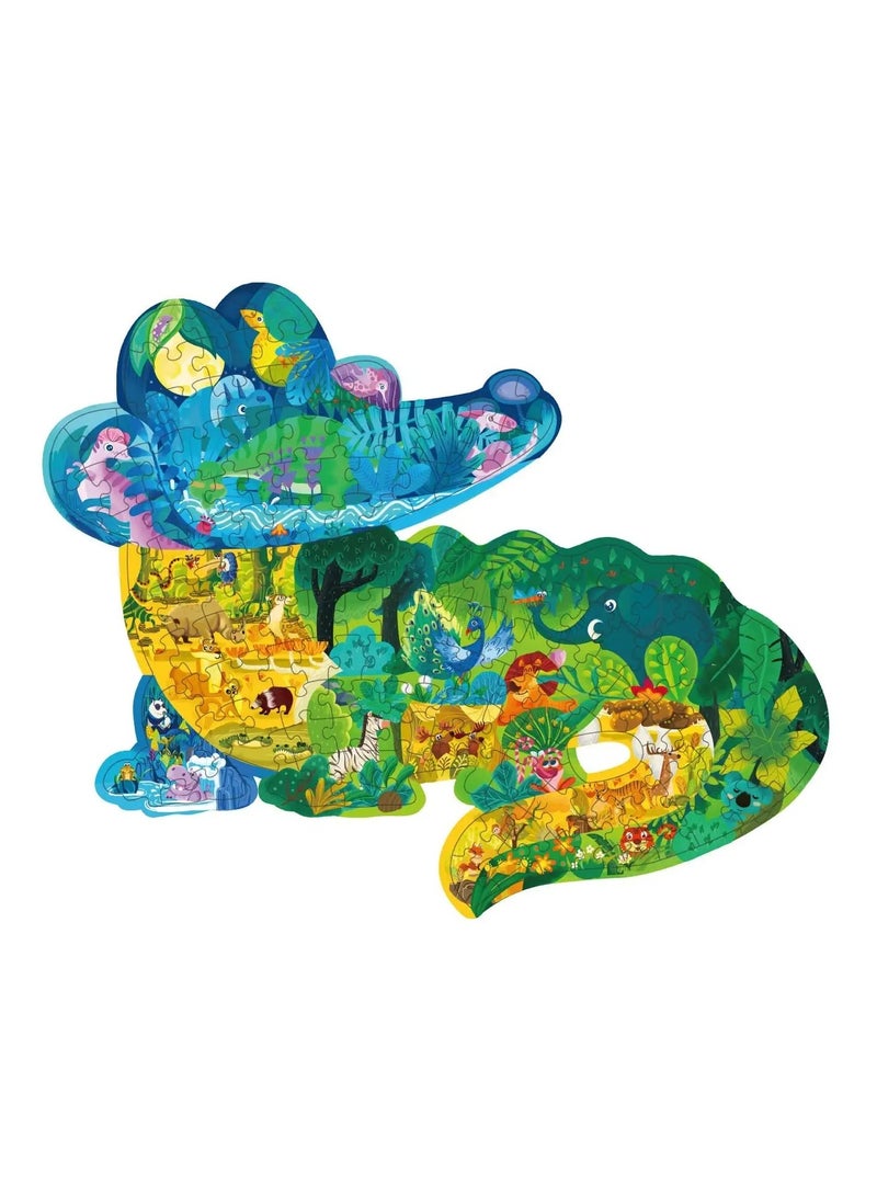 Jigsaw Puzzles for Kids Ages 3-5, 6-8, 8-10, Children Colorful Fun Animal Shaped Puzzle Learning Educational Toys Gifts Games for Boys and Girls (Crocodile-154 PCS)