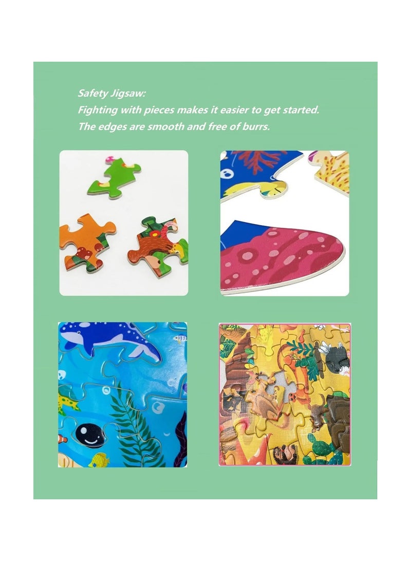 Jigsaw Puzzles for Kids Ages 3-5, 6-8, 8-10, Children Colorful Fun Animal Shaped Puzzle Learning Educational Toys Gifts Games for Boys and Girls (Crocodile-154 PCS)