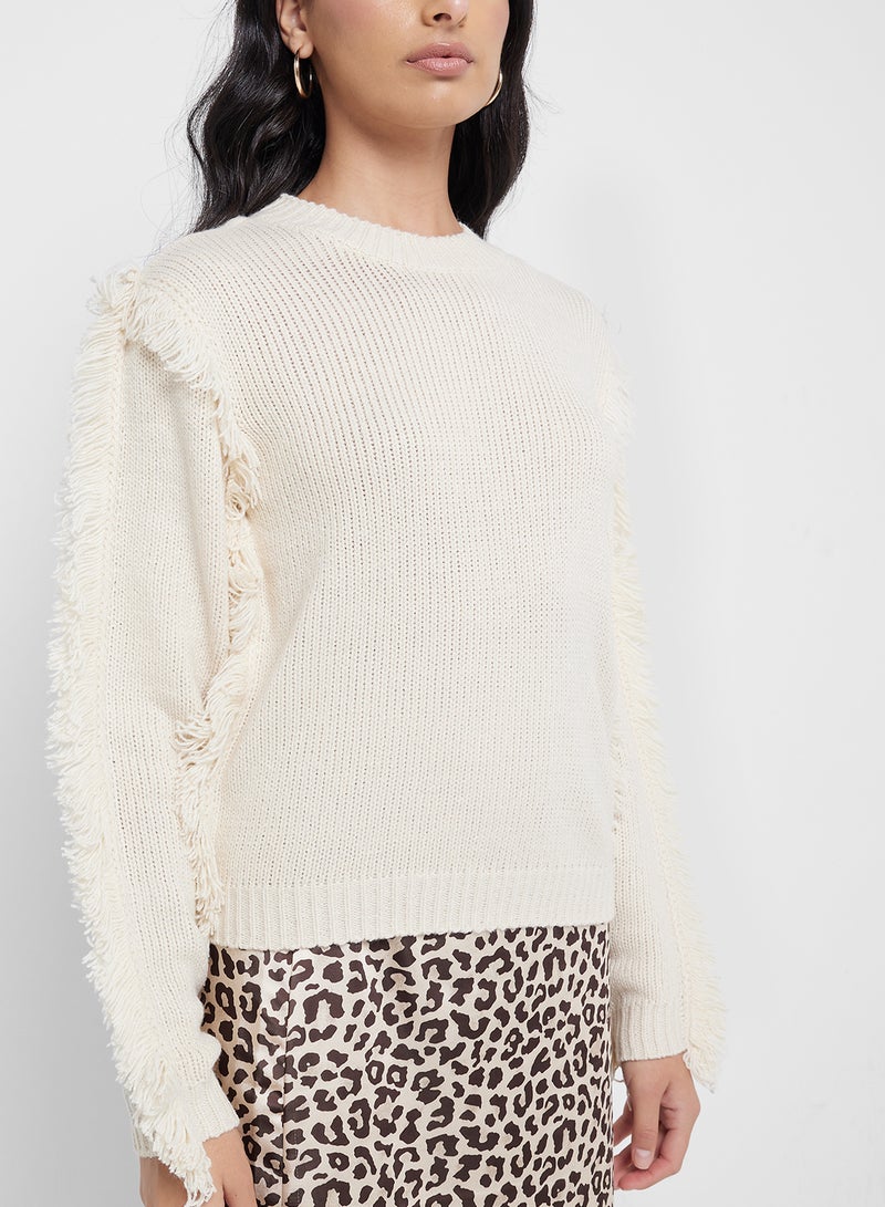 Crew Neck Fringe Pullover