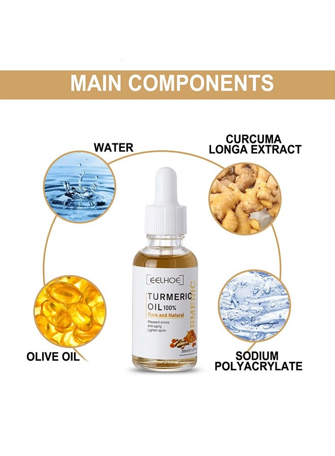 Turmeric Oil 100% Pure and Natural, Pleasant Aroma, Anti-aging, Black Spot Removing and Lighten Spots 30ml