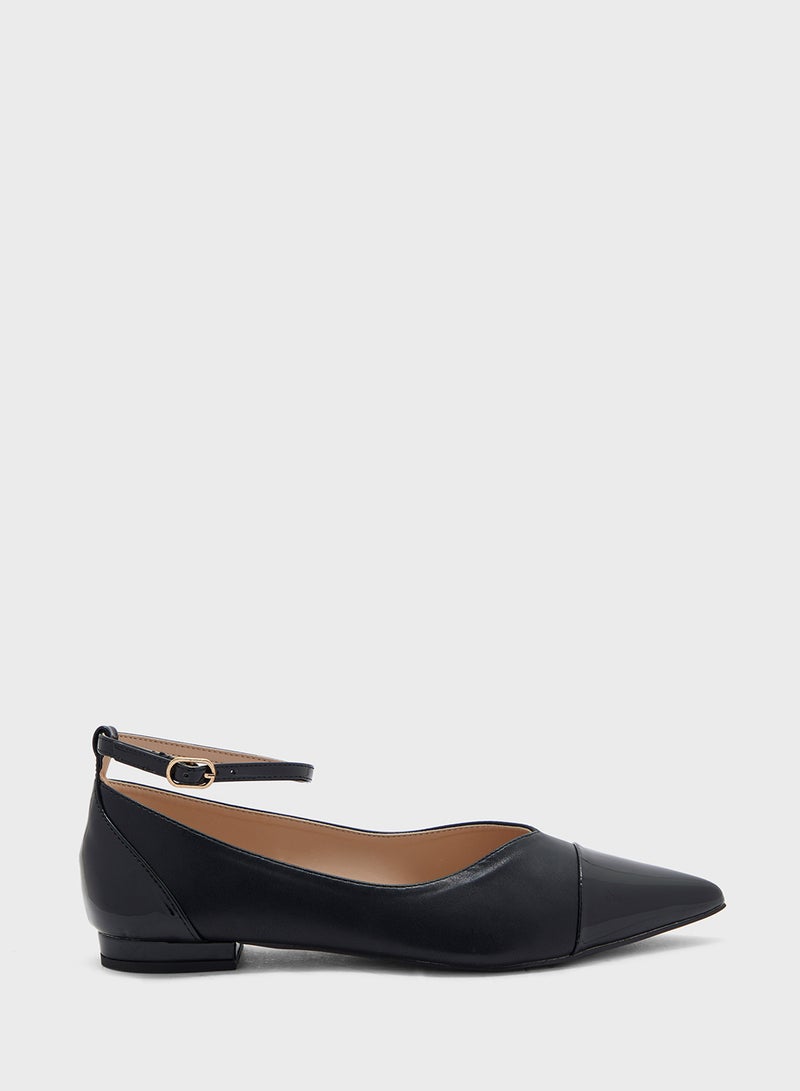 Pointy Toe Ankle Strap Flat Shoe