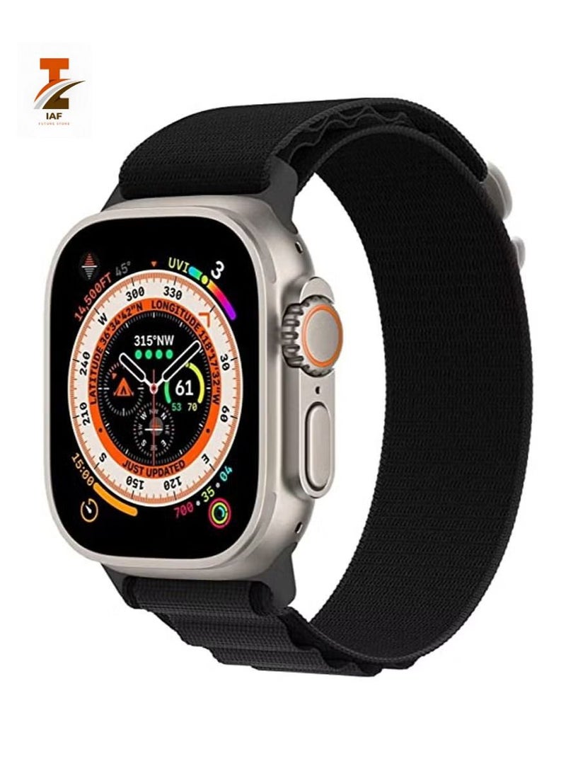 alpine loop Sport Nylon Watch Band Strap for Watch Ultra 49mm/45mm/44mm/42mm Black