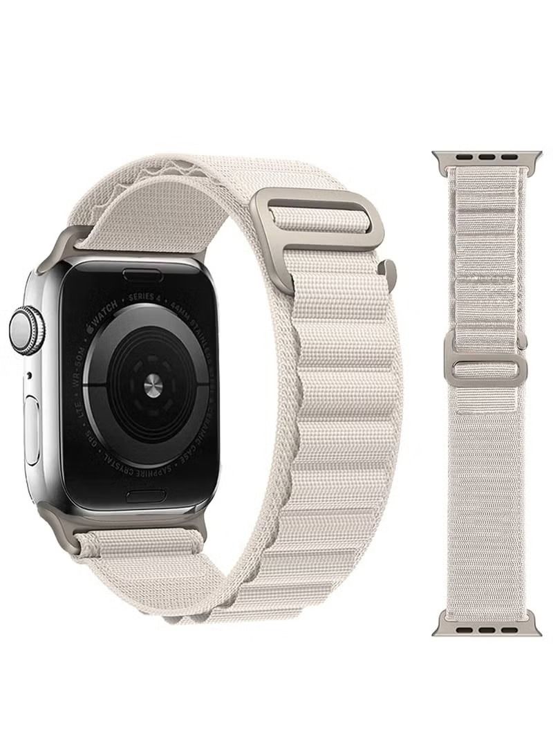 Replacement Strap 42/44/45/49mm Alpine Loop Band for Apple Watch Series 8/7/SE/6/5/4/3/2/1 Starlight