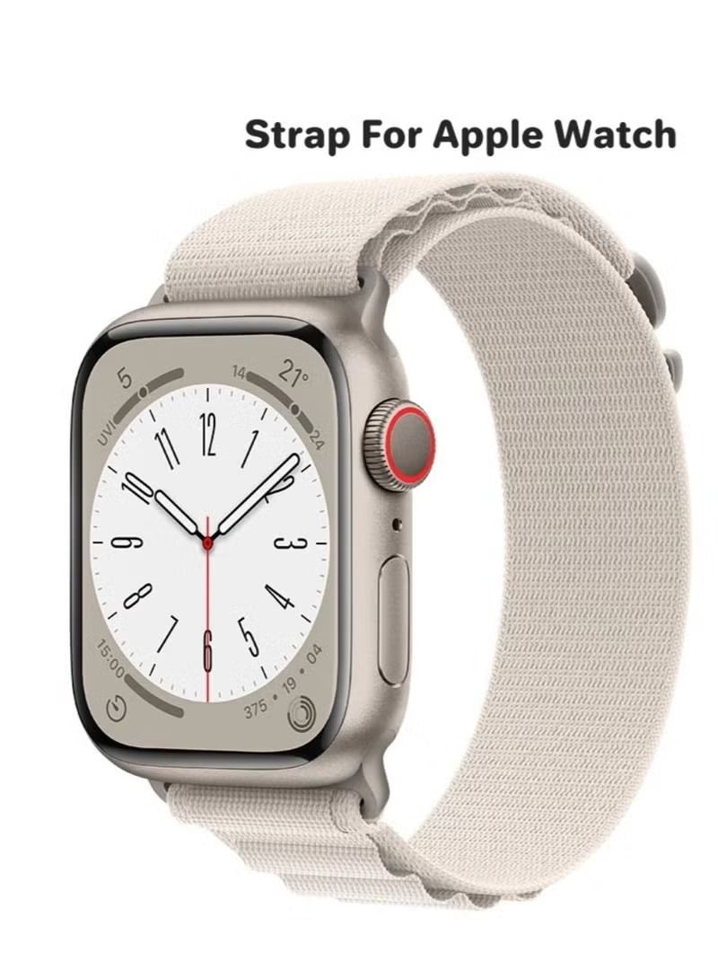 Replacement Strap 42/44/45/49mm Alpine Loop Band for Apple Watch Series 8/7/SE/6/5/4/3/2/1 Starlight