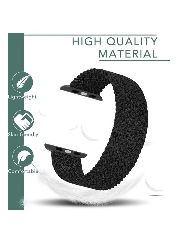 Braided Solo Loop Stretchy Strap Compatible with Apple Watch Band 40/38mm iWatch Series 7/6/5/4/3/2/1 Black