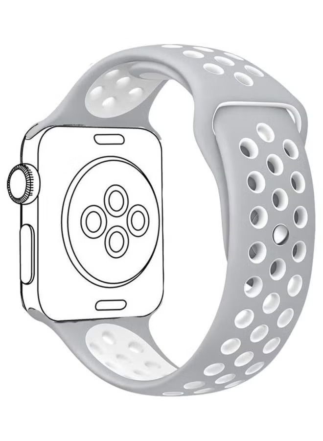 Replacement Strap Watchband For Apple Watch Series 7 41mm / 6 / SE / 5 / 4 40mm / 3 / 2 / 1 38mm Grey/White