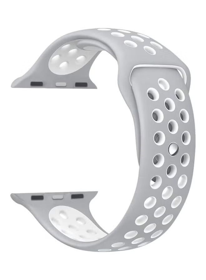 Replacement Strap Watchband For Apple Watch Series 7 41mm / 6 / SE / 5 / 4 40mm / 3 / 2 / 1 38mm Grey/White