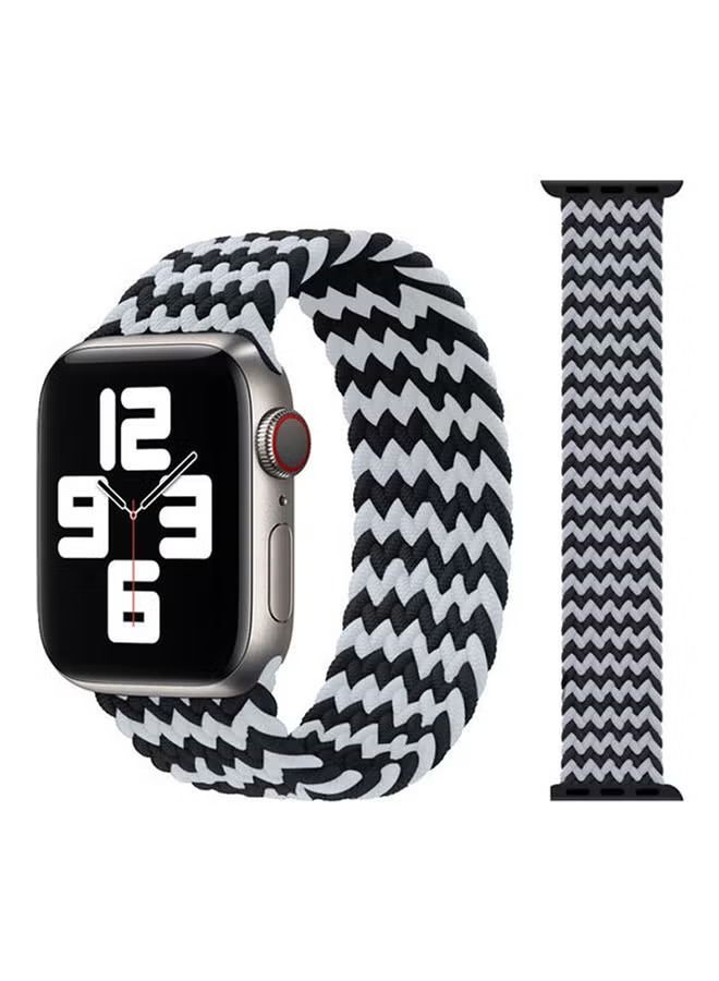 Replacement Braided Solo Loop Apple Watch Band for 45/44/42 mm Small Black/White