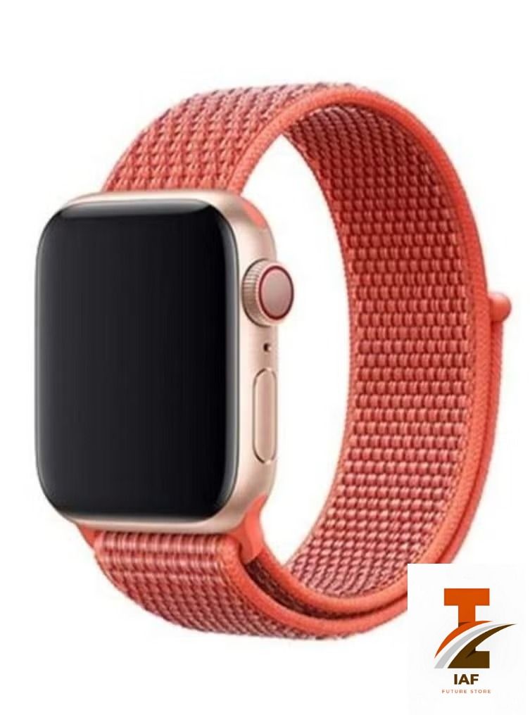 Nylon Sport Band for Apple Watch 45mm 44mm 42mm Soft Replacement Strap for iWatch Nectarine