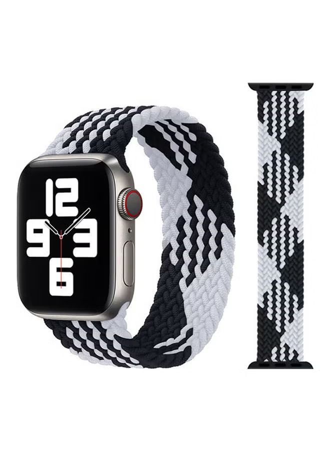 Replacement Braided Solo Loop Apple Watch Band for 45/44/42 mm Medium Black/White