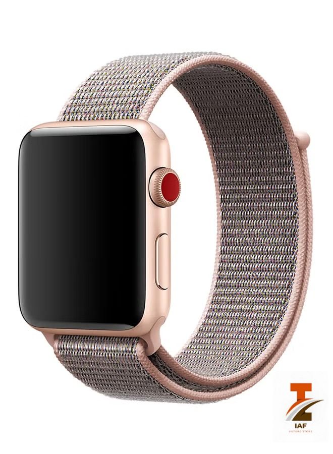 Nylon Sport Loop Replacment Band for Apple Watch Series 1 2 3 Pink Sand