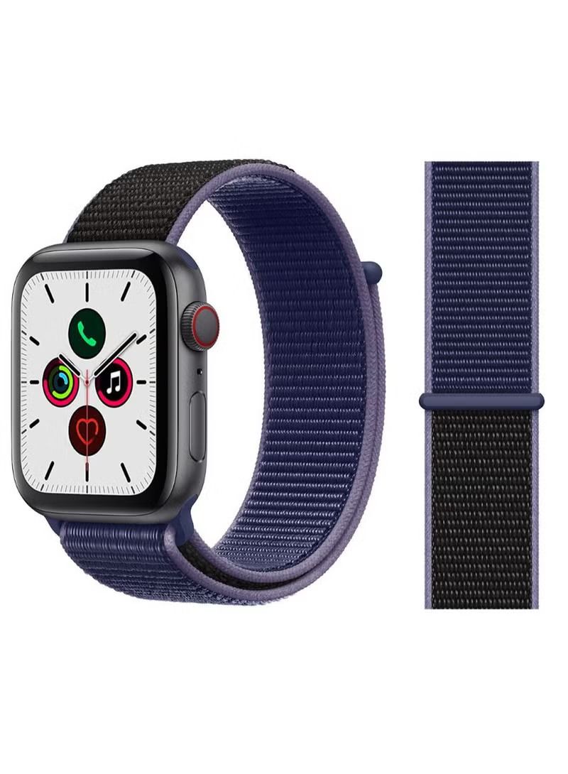 Nylon Replacement Band For Apple iWatch Series 5/4/3/2/1 Midnight Blue/Black