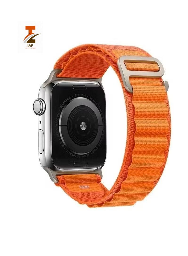 Band for Apple Watch Band Ultra Strap 42mm 44mm 45mm Alpine Loop Nylon Replacement Bands with Adjustable Sport Titanium G-hook Braided Straps for iWatch Ultra Series 8 7 SE 6 5 4 3 2 1 - orange