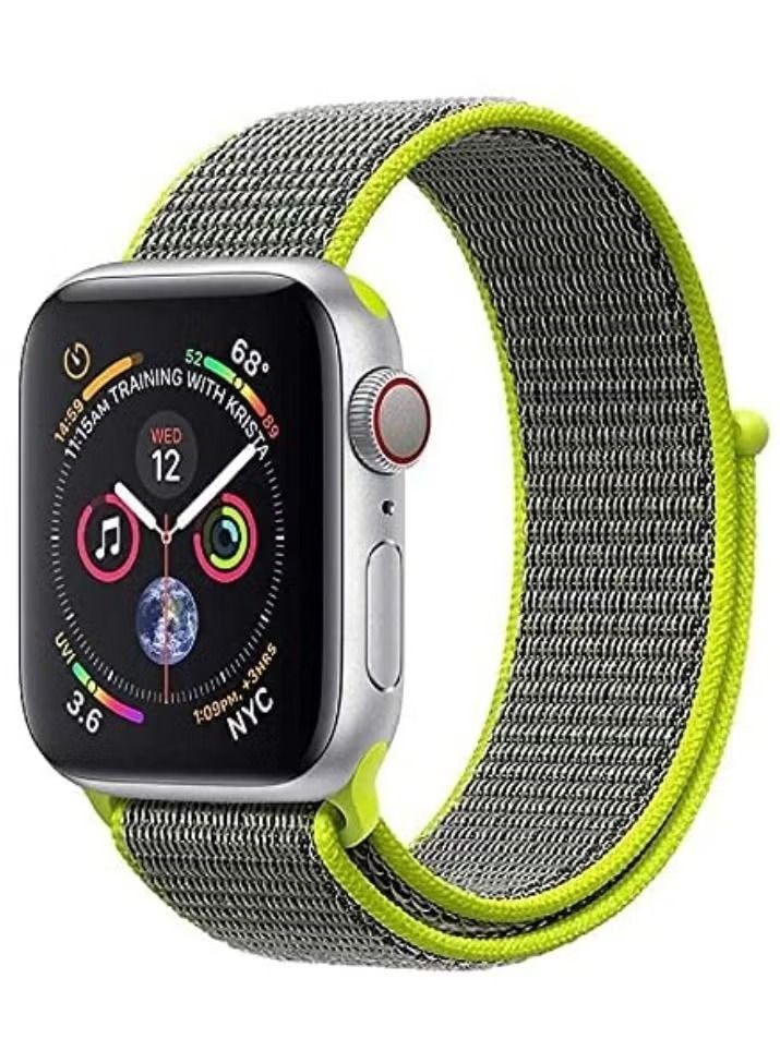 Nylon Sport Band for Apple Watch 45mm 44mm 42mm , Soft Replacement Strap for iWatch Series 7/ 6/ SE/ 5/4/3/2/1 (Grey Green)