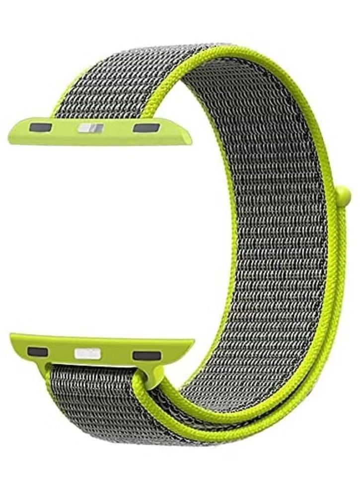 Nylon Sport Band for Apple Watch 45mm 44mm 42mm , Soft Replacement Strap for iWatch Series 7/ 6/ SE/ 5/4/3/2/1 (Grey Green)