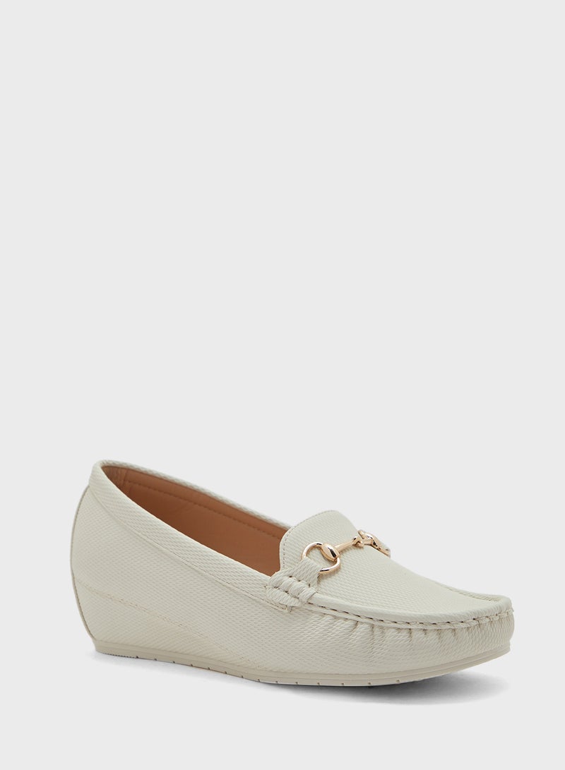 Horse Bit Trim Wedge Heel Moccasin