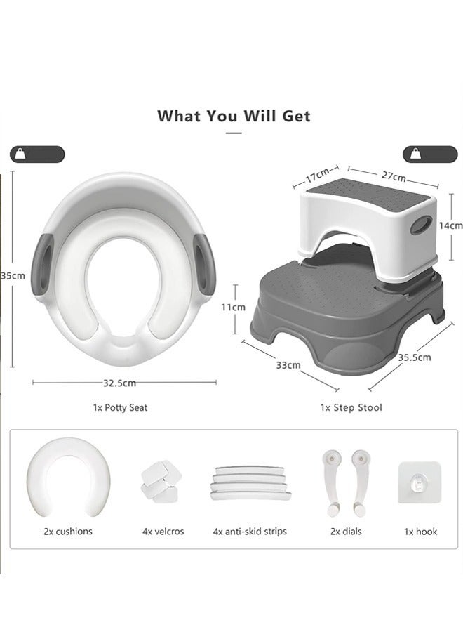 Toddler Potty Training Potty Seat Set with PU Pad and Non-Slip Base for Boys and Girls