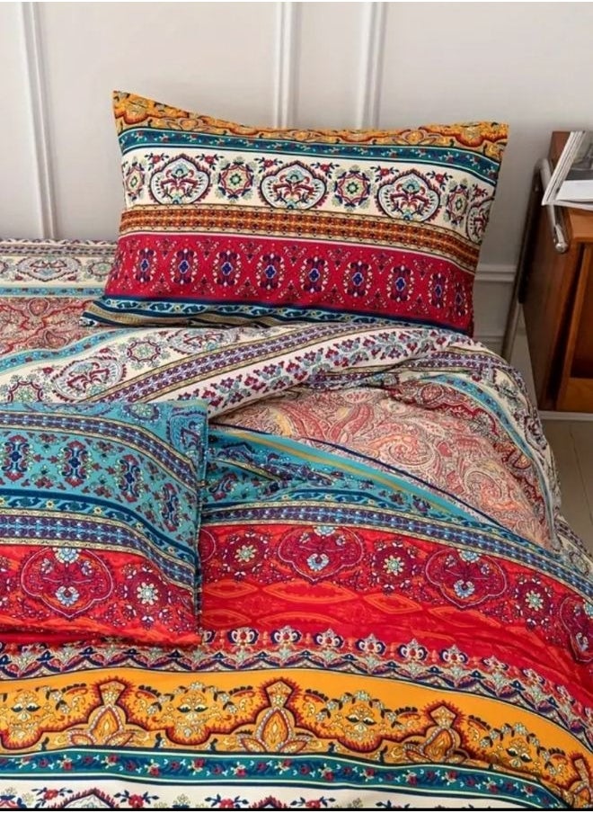 Queen size 6 piece duvet cover set, colorful bohemian bedding.