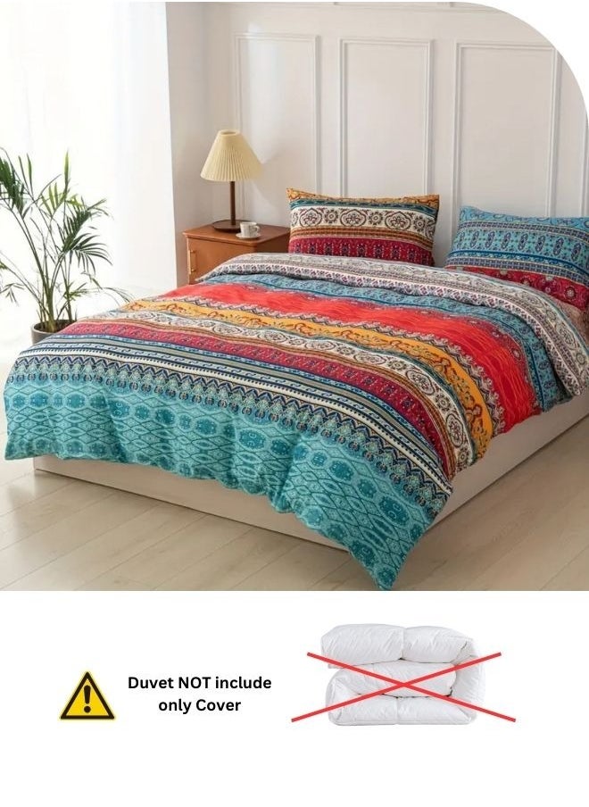 Queen size 6 piece duvet cover set, colorful bohemian bedding.