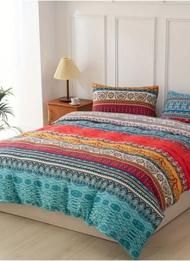 Queen size 6 piece duvet cover set, colorful bohemian bedding.
