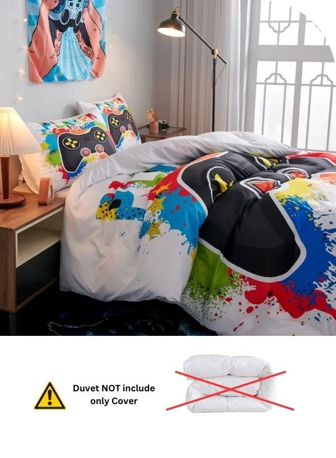 Single size 4 piece bedding set with duvet cover 3D white color.