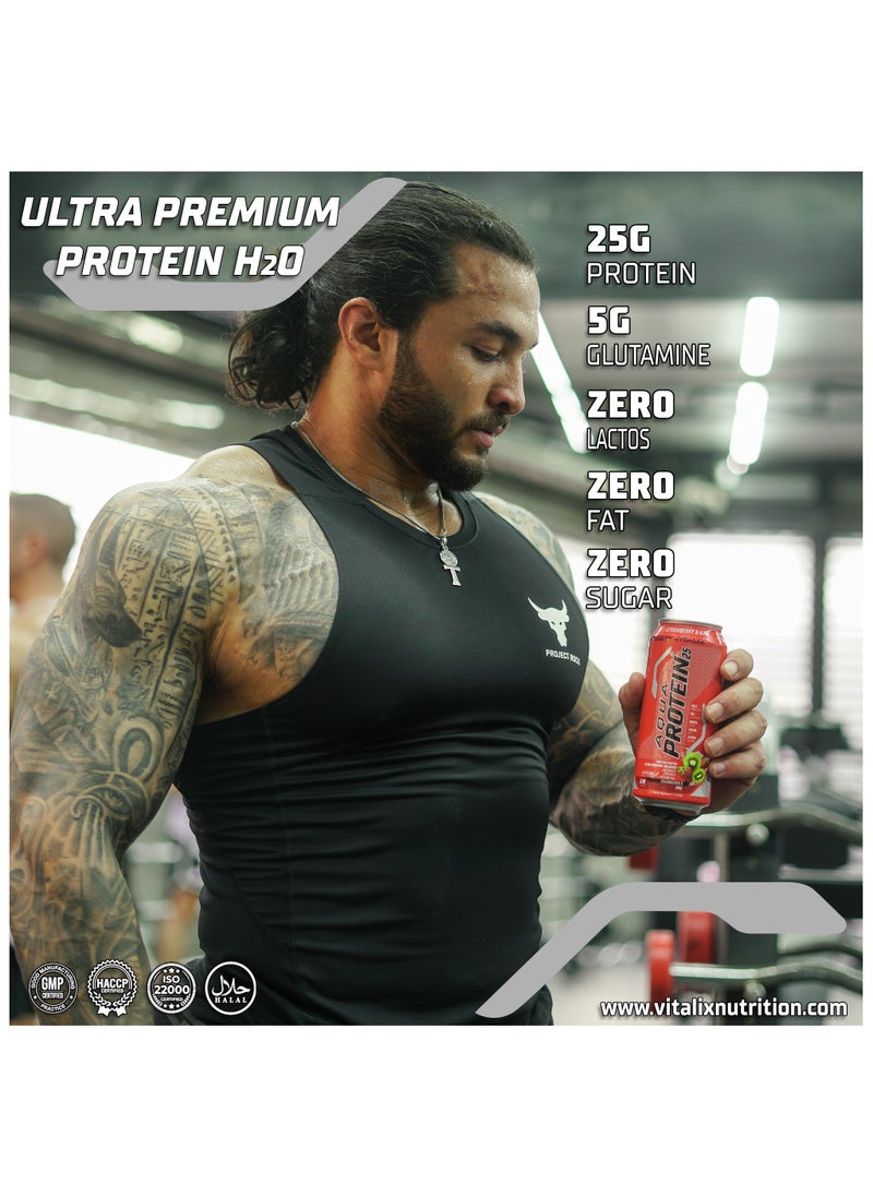 Aqua Protein 25 Pina Colada - Protein Water with 25g Protein - Collagen, Glutamine, Vitamins B,Lactose Free, Sugar Free, Zero Fat, 473ml Pack of 12