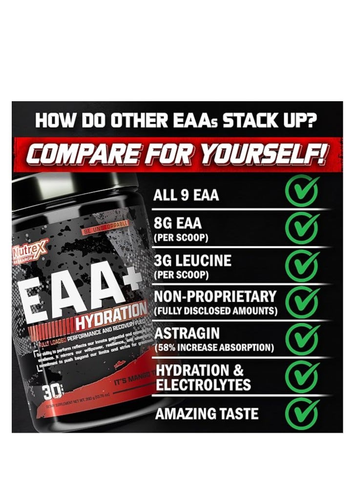 Nutrex Research - EAA+ Hydration Powder, Muscle Recovery & Endurance, 8G Essential Amino Acids + Electrolytes, Apple Pear Flavor, 30 Servings