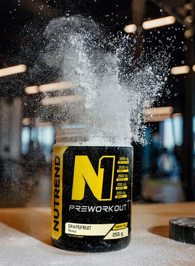 N1 Pre-Workout – Grapefruit Flavor – 255g – Boosts Energy, Focus & Endurance – Explosive Workout Performance