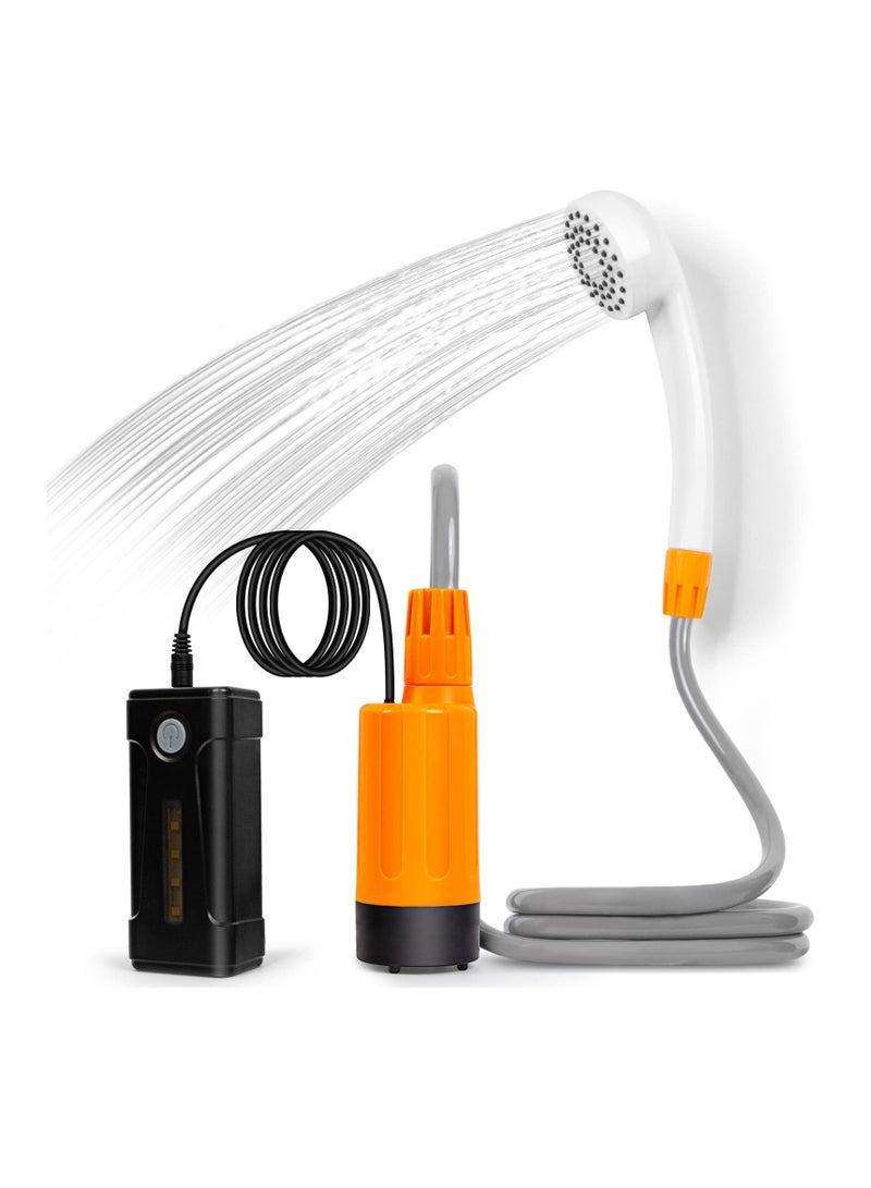 Rechargeable Portable Outdoor Shower with LED Light, USB Charging, and Detachable Battery for a Gentle Stream from Bucket