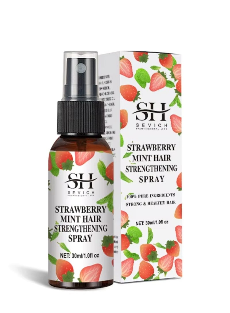 Strawberry Mint Hair Strengthening Spray Hair Growth Oil Pure and Natural Healthy Hair and Scalp Strawberry Mint Hair Growth Spray Strengthens Hair Follicles and Hair Growth with Batana Oil 30ml