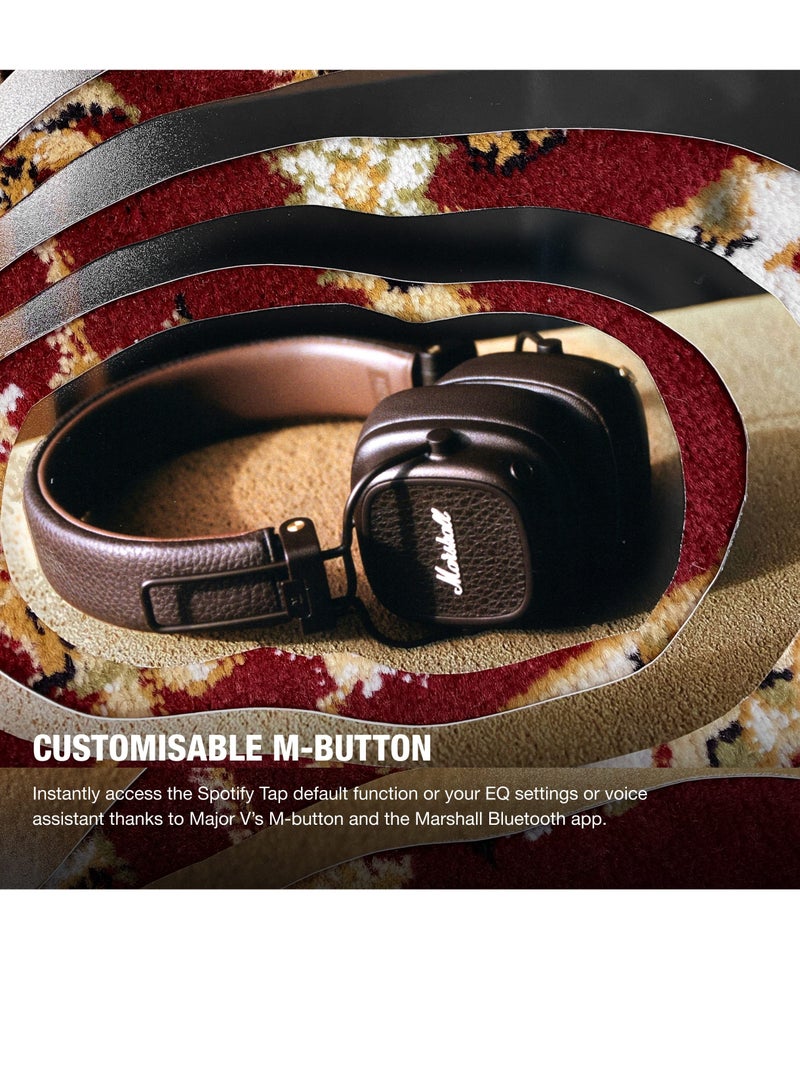 Major V Bluetooth Headphones - Foldable Wireless Headphones Bluetooth With 100+ Hours Of Playtime, Brown